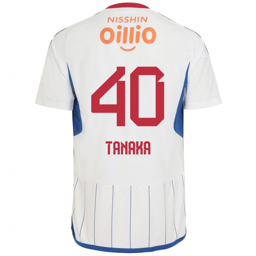 Heren Hiei Tanaka #40 Wit Blauw Rood Uitshirt Uittenue 2024/25 T-Shirt