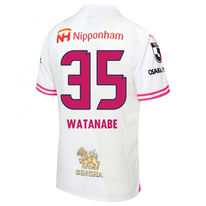 Heren Ryo Watanabe #35 Wit Roze Uitshirt Uittenue 2024/25 T-Shirt