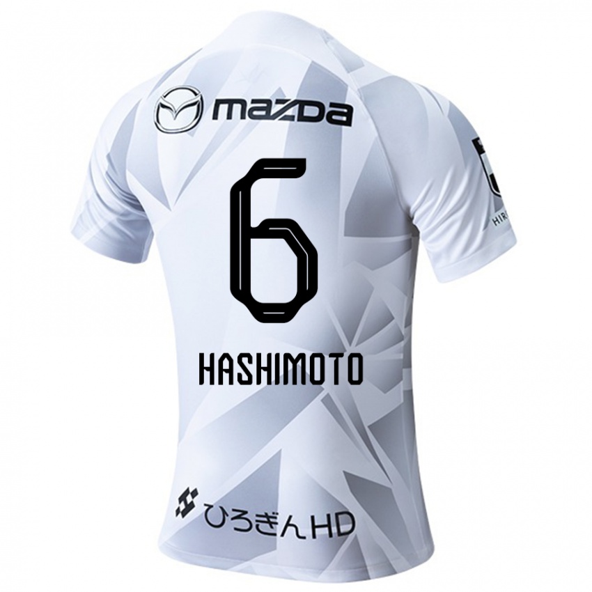 Heren Hinata Hashimoto #6 Wit Grijs Zwart Uitshirt Uittenue 2024/25 T-Shirt