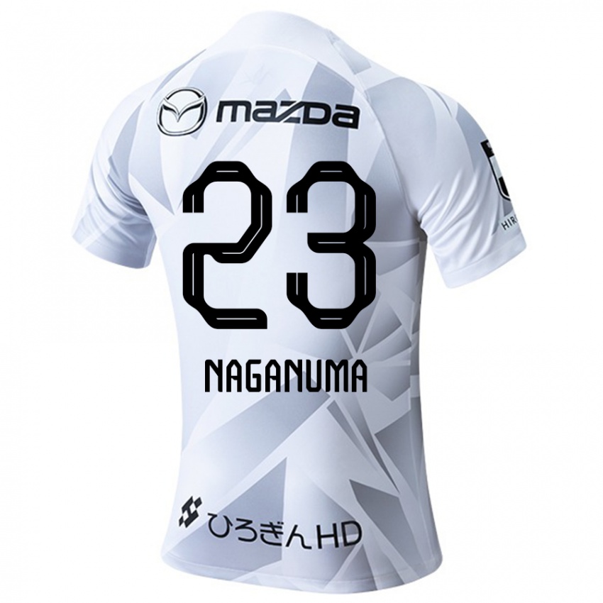 Heren Seimei Naganuma #23 Wit Grijs Zwart Uitshirt Uittenue 2024/25 T-Shirt