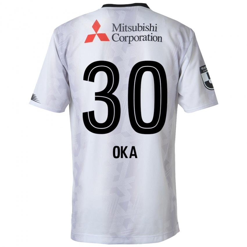 Heren Teppei Oka #30 Wit Zwart Uitshirt Uittenue 2024/25 T-Shirt