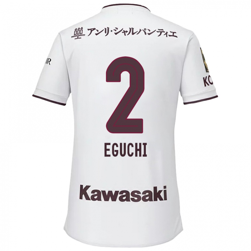 Heren Takuma Eguchi #2 Wit Rood Uitshirt Uittenue 2024/25 T-Shirt