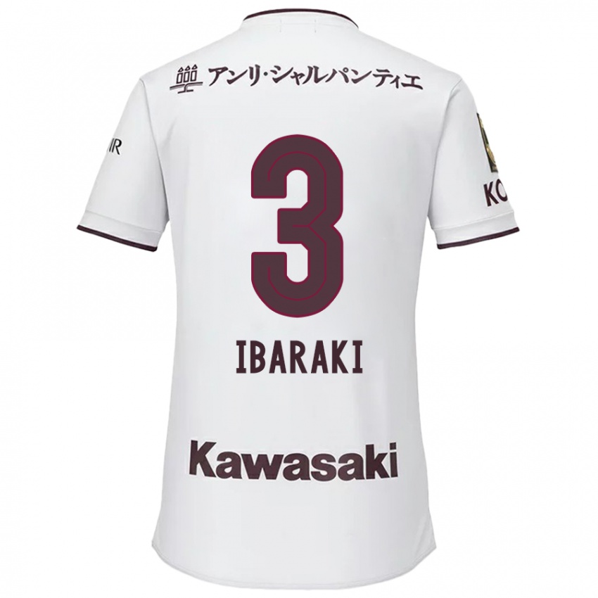 Heren Riku Ibaraki #3 Wit Rood Uitshirt Uittenue 2024/25 T-Shirt