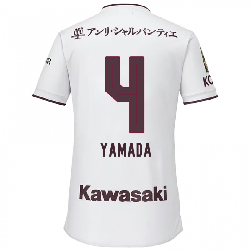 Heren Kaito Yamada #4 Wit Rood Uitshirt Uittenue 2024/25 T-Shirt