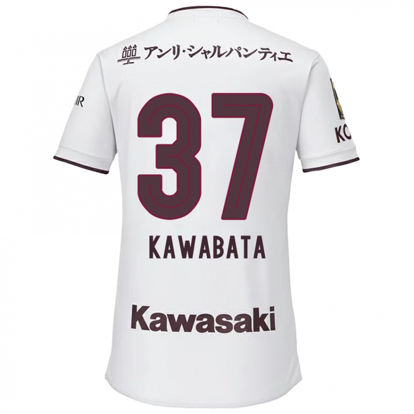 Heren Hyoei Kawabata #37 Wit Rood Uitshirt Uittenue 2024/25 T-Shirt