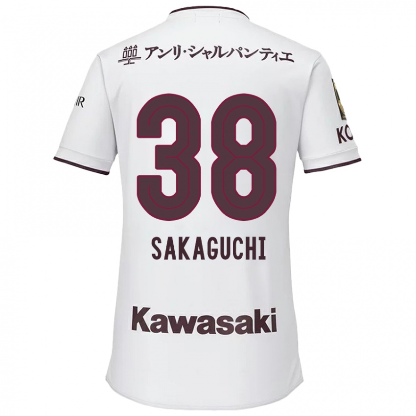 Heren Yuki Sakaguchi #38 Wit Rood Uitshirt Uittenue 2024/25 T-Shirt