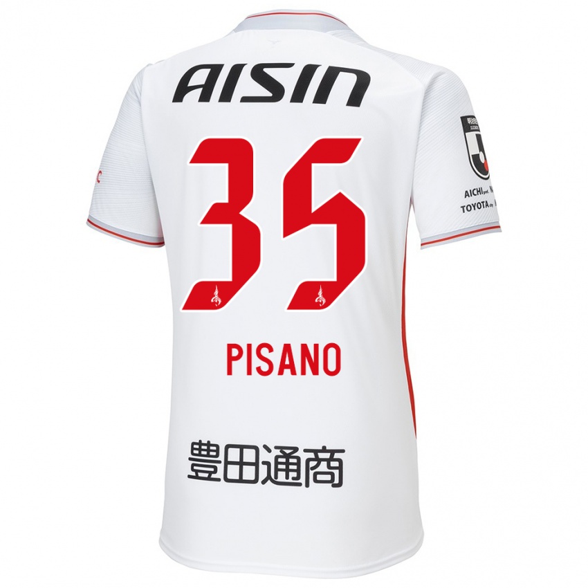 Heren Alexandre Pisano #35 Wit Geel Rood Uitshirt Uittenue 2024/25 T-Shirt