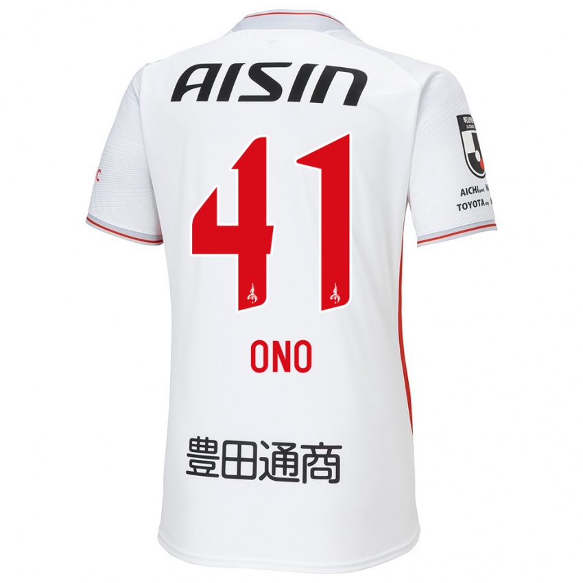 Heren Masahito Ono #41 Wit Geel Rood Uitshirt Uittenue 2024/25 T-Shirt