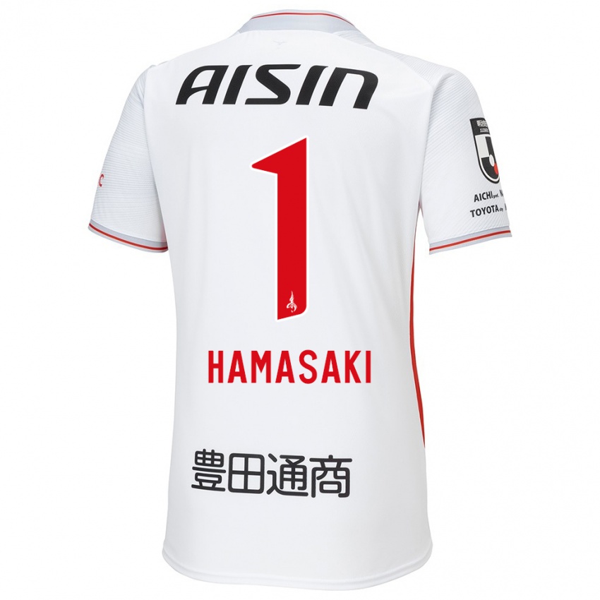 Heren Shiki Hamasaki #1 Wit Geel Rood Uitshirt Uittenue 2024/25 T-Shirt