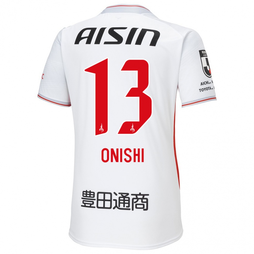 Heren Ritsu Onishi #13 Wit Geel Rood Uitshirt Uittenue 2024/25 T-Shirt