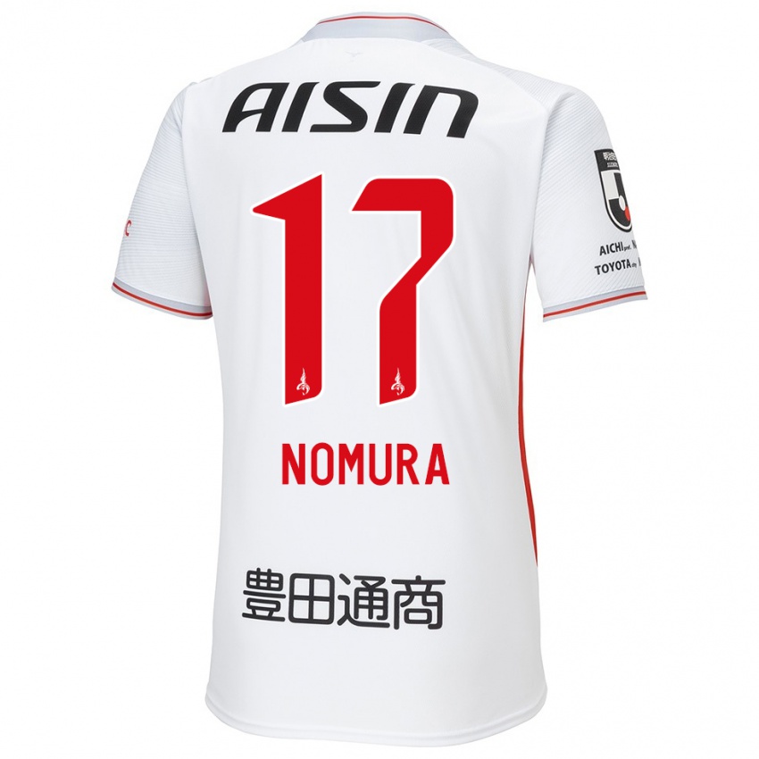 Heren Yuto Nomura #17 Wit Geel Rood Uitshirt Uittenue 2024/25 T-Shirt