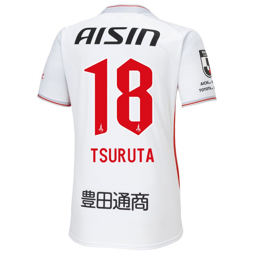 Heren Shu Tsuruta #18 Wit Geel Rood Uitshirt Uittenue 2024/25 T-Shirt