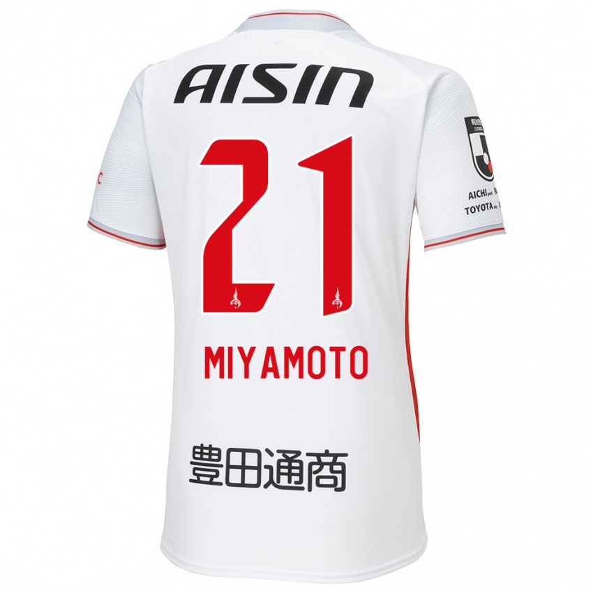 Heren Kodai Miyamoto #21 Wit Geel Rood Uitshirt Uittenue 2024/25 T-Shirt