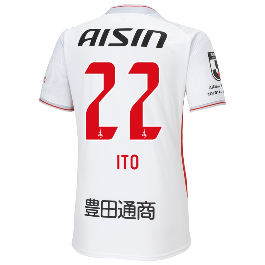 Heren Ken Ito #22 Wit Geel Rood Uitshirt Uittenue 2024/25 T-Shirt