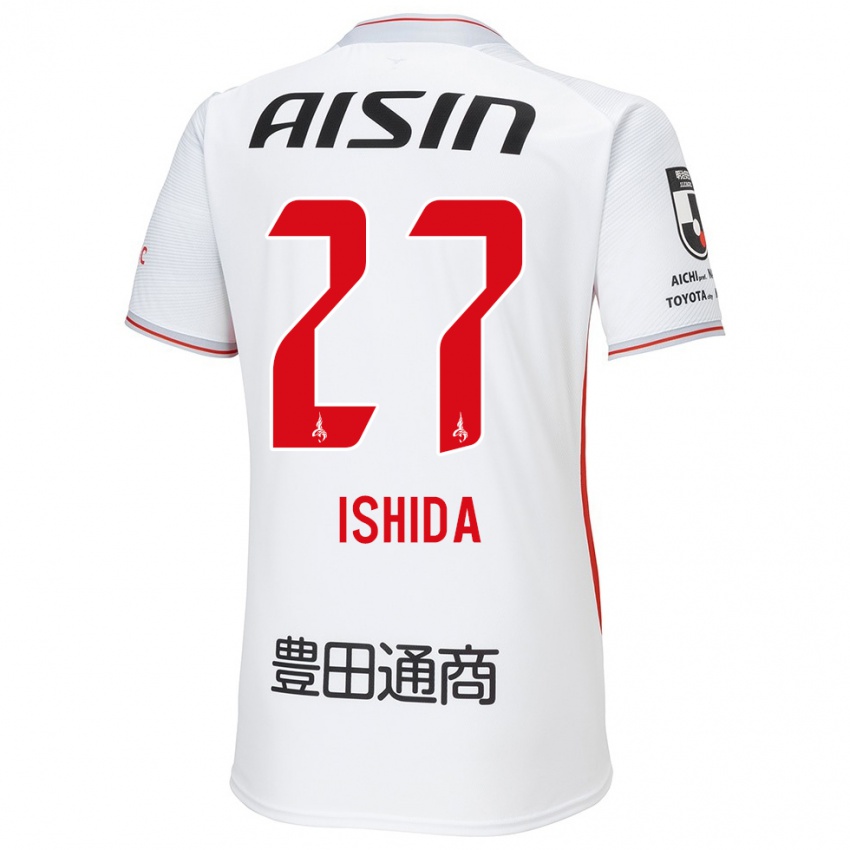 Heren Kakeru Ishida #27 Wit Geel Rood Uitshirt Uittenue 2024/25 T-Shirt