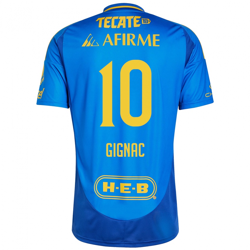 Heren Andre-Pierre Gignac #10 Blauw Geel Uitshirt Uittenue 2024/25 T-Shirt