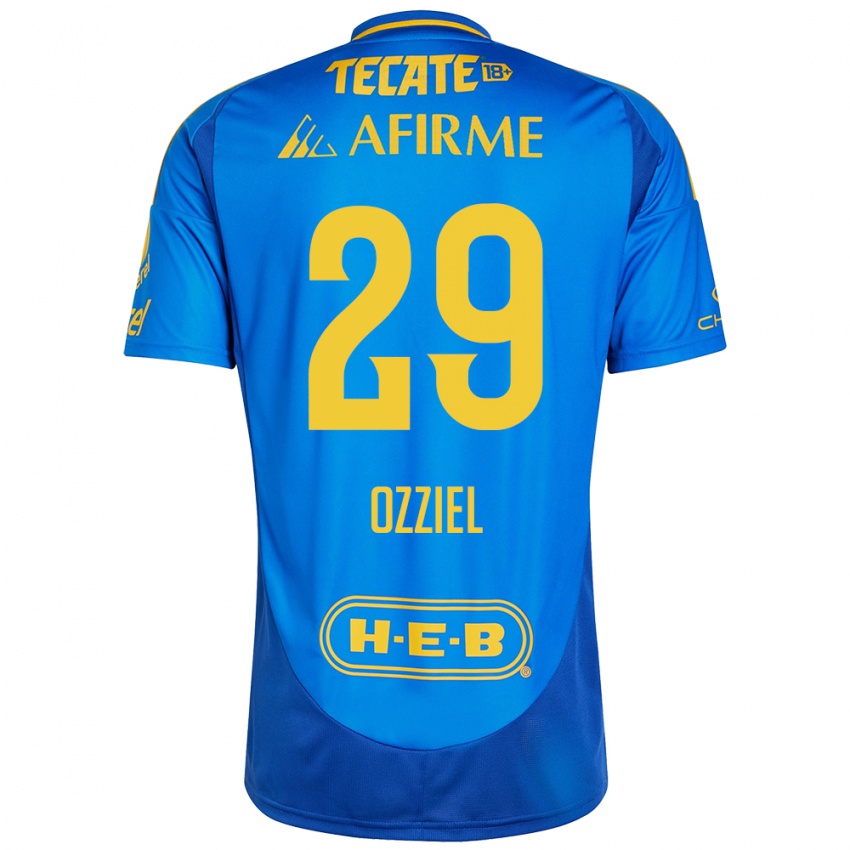 Heren Ozziel Herrera #29 Blauw Geel Uitshirt Uittenue 2024/25 T-Shirt