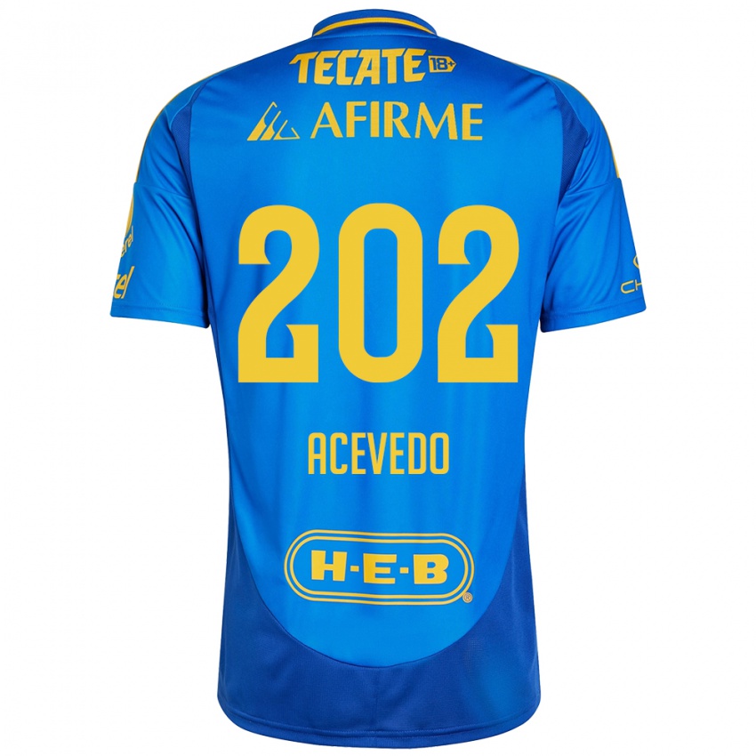 Heren José Acevedo #202 Blauw Geel Uitshirt Uittenue 2024/25 T-Shirt