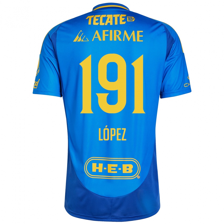 Heren Adrián López #191 Blauw Geel Uitshirt Uittenue 2024/25 T-Shirt