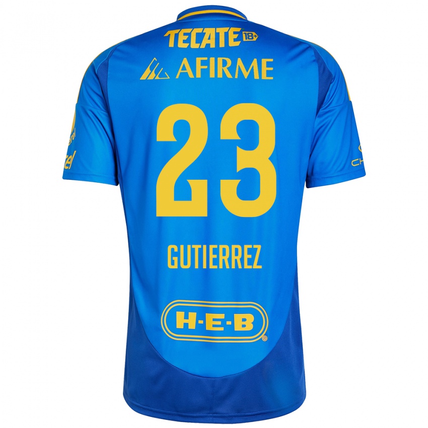 Heren Jana Gutierrez #23 Blauw Geel Uitshirt Uittenue 2024/25 T-Shirt