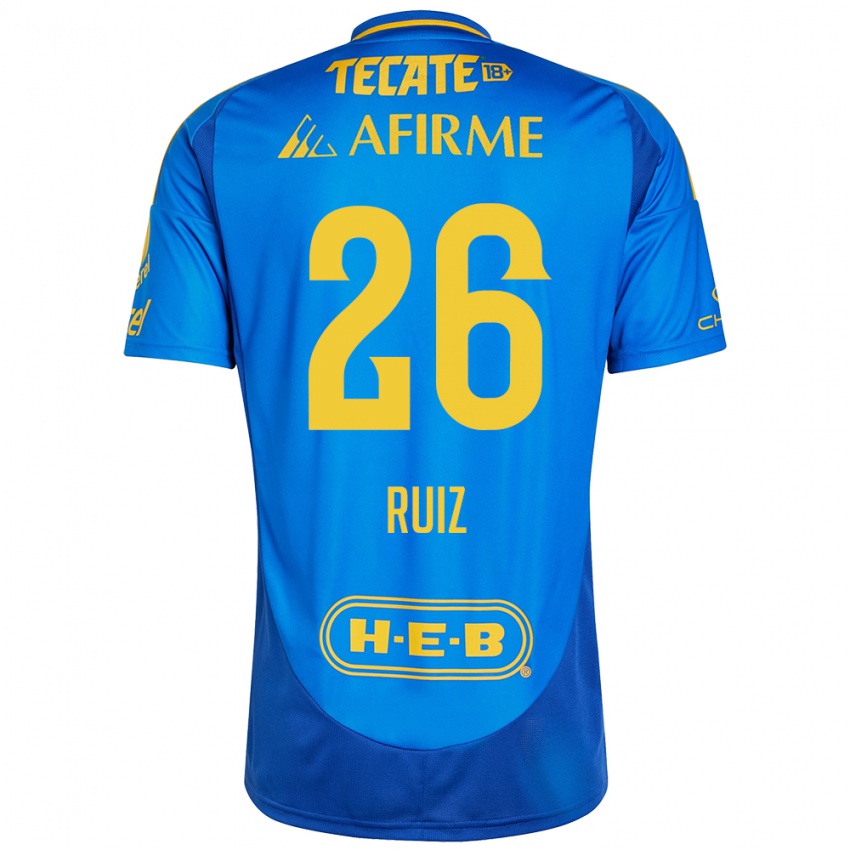 Heren Michel Ruiz #26 Blauw Geel Uitshirt Uittenue 2024/25 T-Shirt