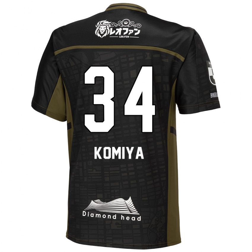 Heren Masaki Komiya #34 Zwart Groen Uitshirt Uittenue 2024/25 T-Shirt