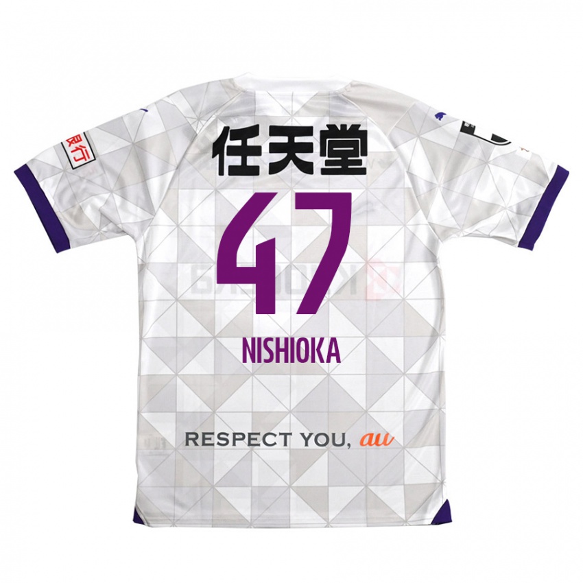 Heren Yuma Nishioka #47 Wit Paars Uitshirt Uittenue 2024/25 T-Shirt