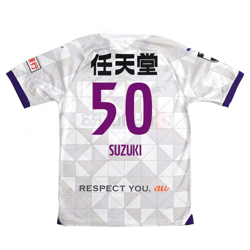 Heren Yoshinori Suzuki #50 Wit Paars Uitshirt Uittenue 2024/25 T-Shirt