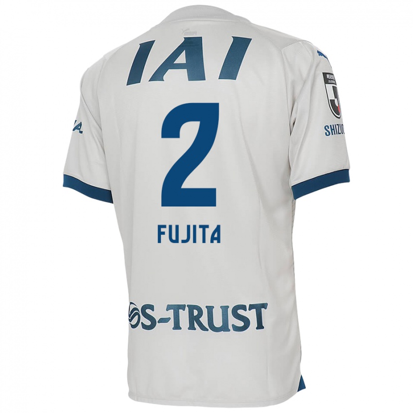 Heren Shunsuke Fujita #2 Wit Blauw Uitshirt Uittenue 2024/25 T-Shirt