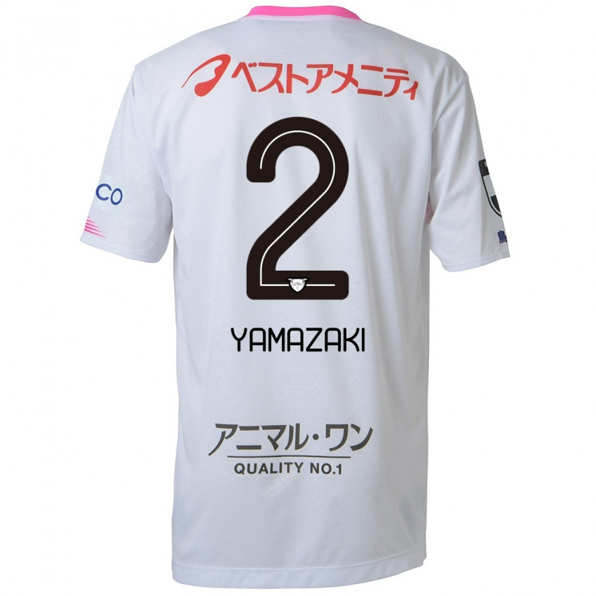 Heren Kosuke Yamazaki #2 Wit Blauw Roze Uitshirt Uittenue 2024/25 T-Shirt