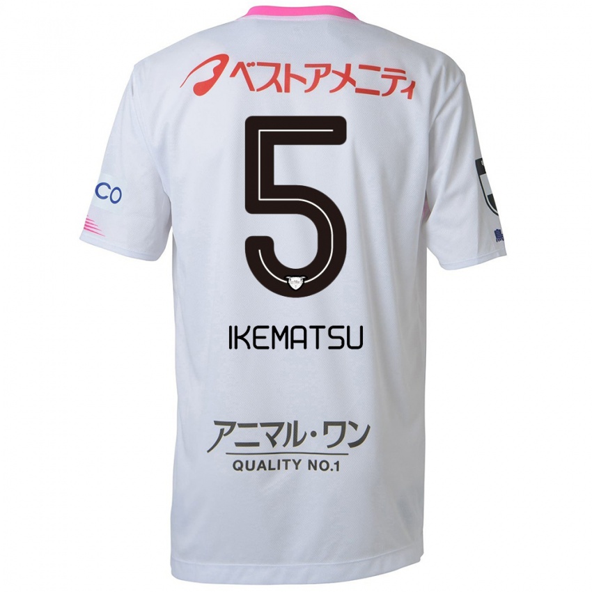 Heren Teppei Ikematsu #5 Wit Blauw Roze Uitshirt Uittenue 2024/25 T-Shirt