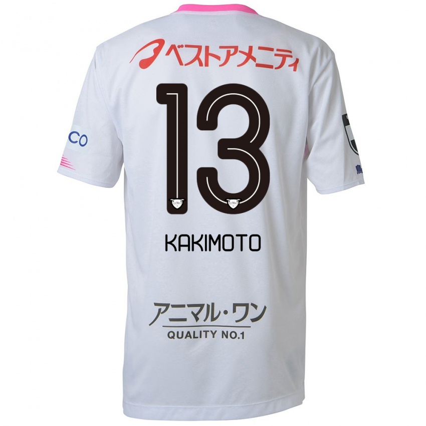 Heren Yuto Kakimoto #13 Wit Blauw Roze Uitshirt Uittenue 2024/25 T-Shirt