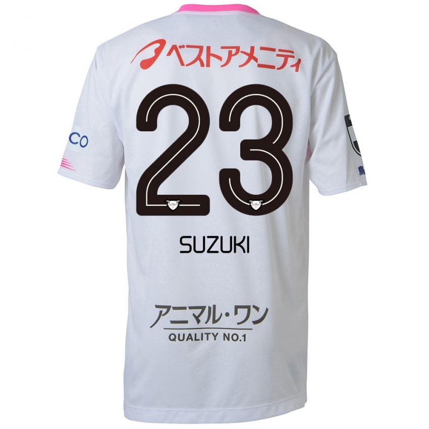 Heren Yuki Suzuki #23 Wit Blauw Roze Uitshirt Uittenue 2024/25 T-Shirt