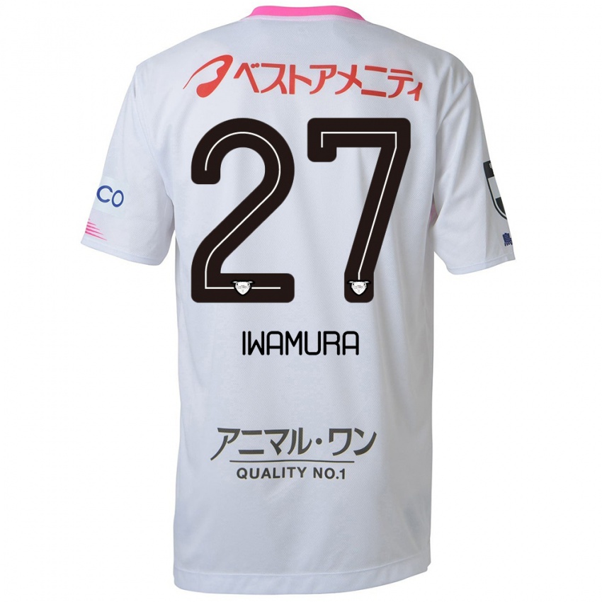 Heren Junnosuke Iwamura #27 Wit Blauw Roze Uitshirt Uittenue 2024/25 T-Shirt