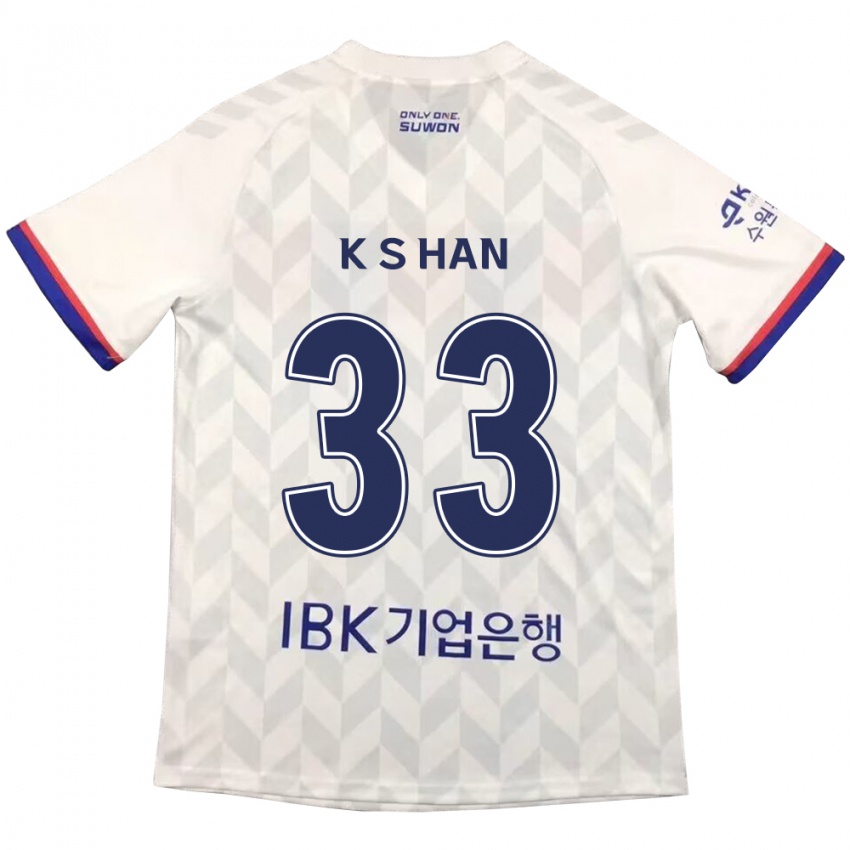 Heren Sang-Kyu Han #33 Wit Blauw Uitshirt Uittenue 2024/25 T-Shirt