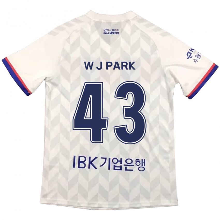 Heren Jin-Woo Park #43 Wit Blauw Uitshirt Uittenue 2024/25 T-Shirt