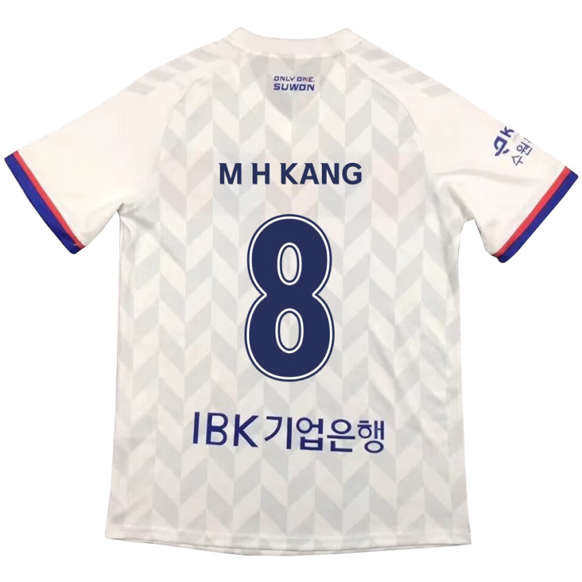 Heren Ho-Min Kang #8 Wit Blauw Uitshirt Uittenue 2024/25 T-Shirt