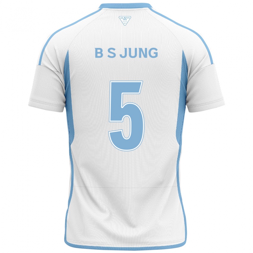 Heren Seong-Bin Jung #5 Wit Blauw Uitshirt Uittenue 2024/25 T-Shirt