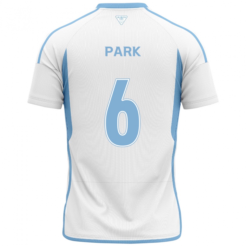 Heren Jun Park #6 Wit Blauw Uitshirt Uittenue 2024/25 T-Shirt