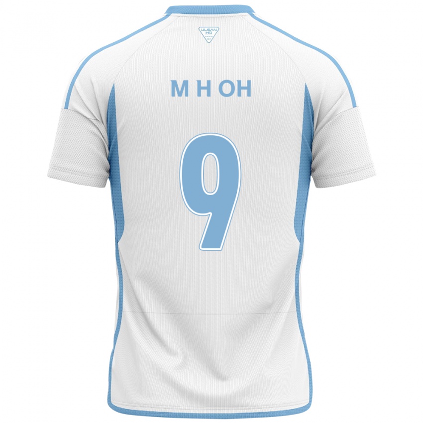 Heren Hyun-Min Oh #9 Wit Blauw Uitshirt Uittenue 2024/25 T-Shirt