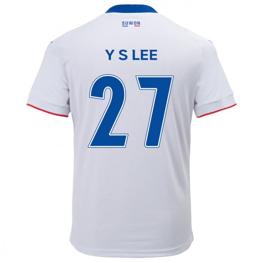 Heren Shi-Yeong Lee #27 Wit Blauw Uitshirt Uittenue 2024/25 T-Shirt