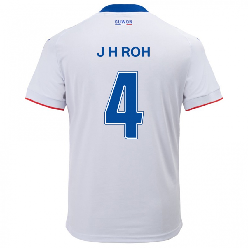 Heren Hyun-Jun Roh #4 Wit Blauw Uitshirt Uittenue 2024/25 T-Shirt