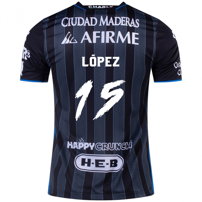 Heren Victor Lopez #15 Wit Zwart Uitshirt Uittenue 2024/25 T-Shirt