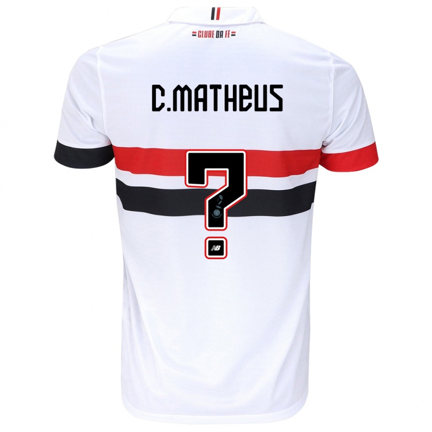 Dames Caio Matheus #0 Wit Rood Zwart Thuisshirt Thuistenue 2024/25 T-Shirt