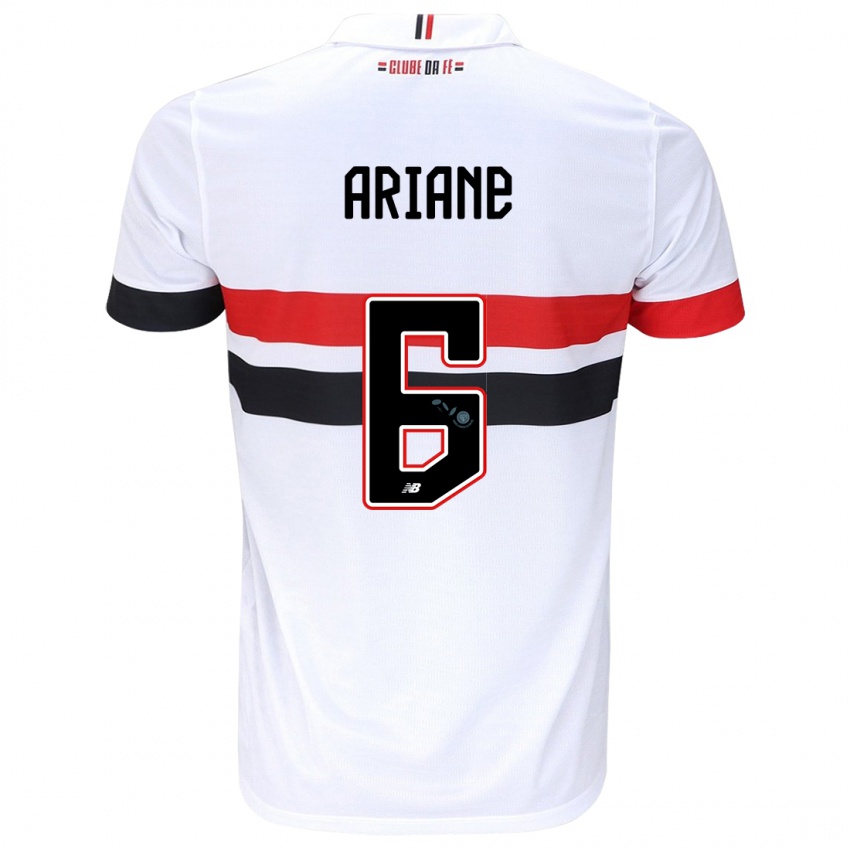 Dames Ariane #6 Wit Rood Zwart Thuisshirt Thuistenue 2024/25 T-Shirt