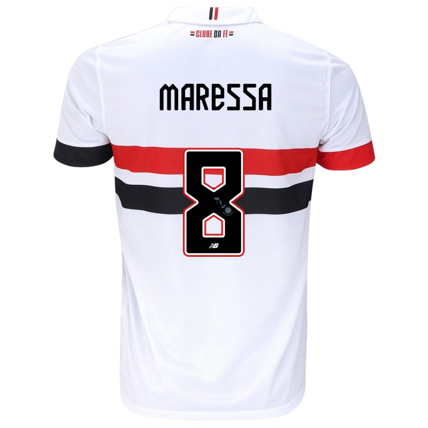 Dames Maressa #8 Wit Rood Zwart Thuisshirt Thuistenue 2024/25 T-Shirt