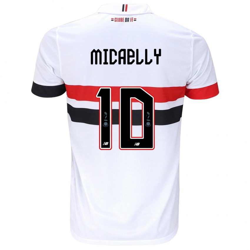 Dames Micaelly #10 Wit Rood Zwart Thuisshirt Thuistenue 2024/25 T-Shirt