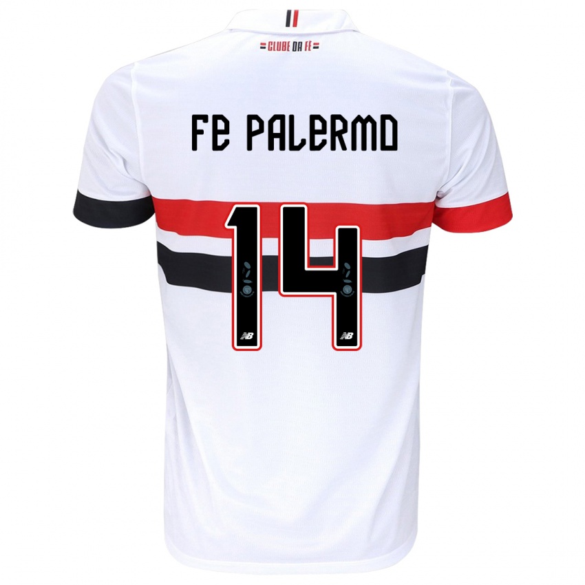 Dames Fe Palermo #14 Wit Rood Zwart Thuisshirt Thuistenue 2024/25 T-Shirt