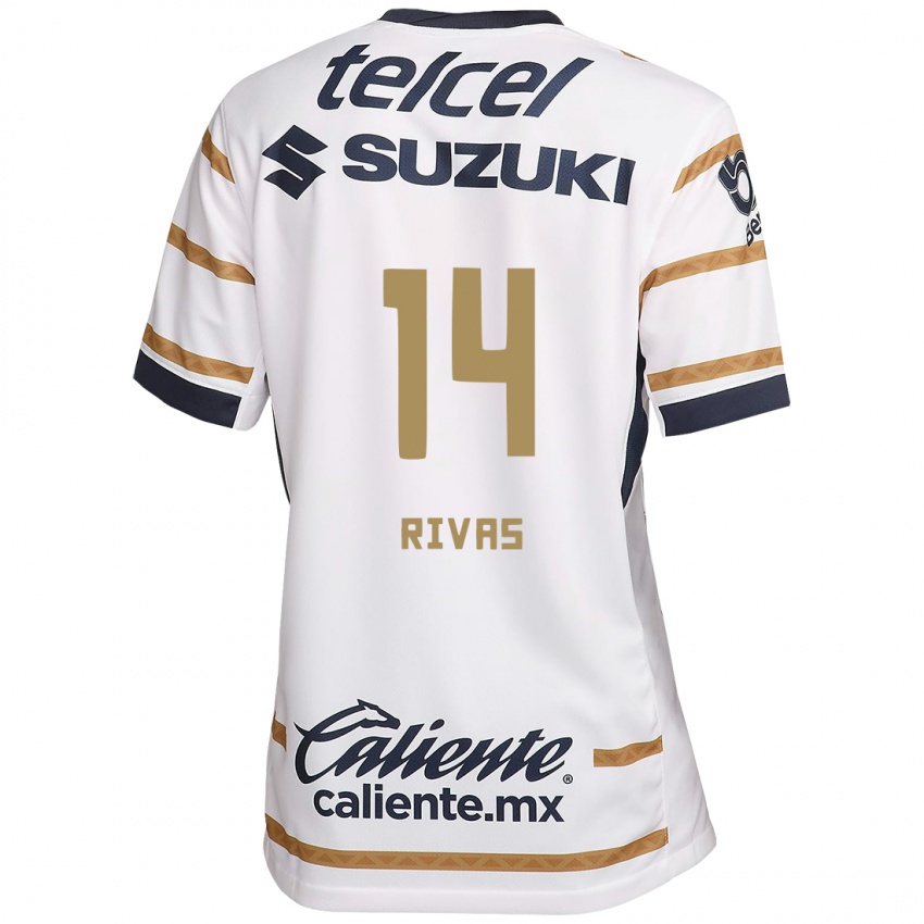 Dames Jesús Rivas #14 Witte Obsidiaan Thuisshirt Thuistenue 2024/25 T-Shirt