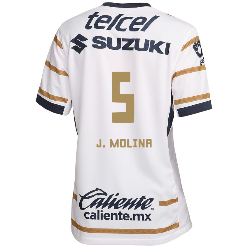 Dames Jesús Molina #5 Witte Obsidiaan Thuisshirt Thuistenue 2024/25 T-Shirt